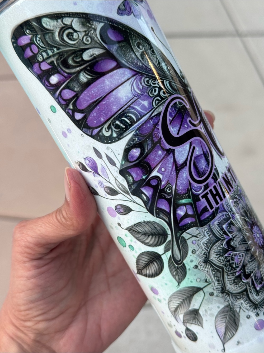 Stronger than the storm butterfly tumbler 20 oz - Picture 7 of 10